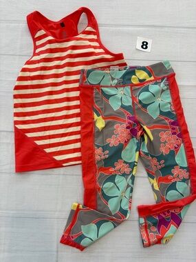 Tea Collection Striped Tank & Multicolor Floral Leggings Active Set